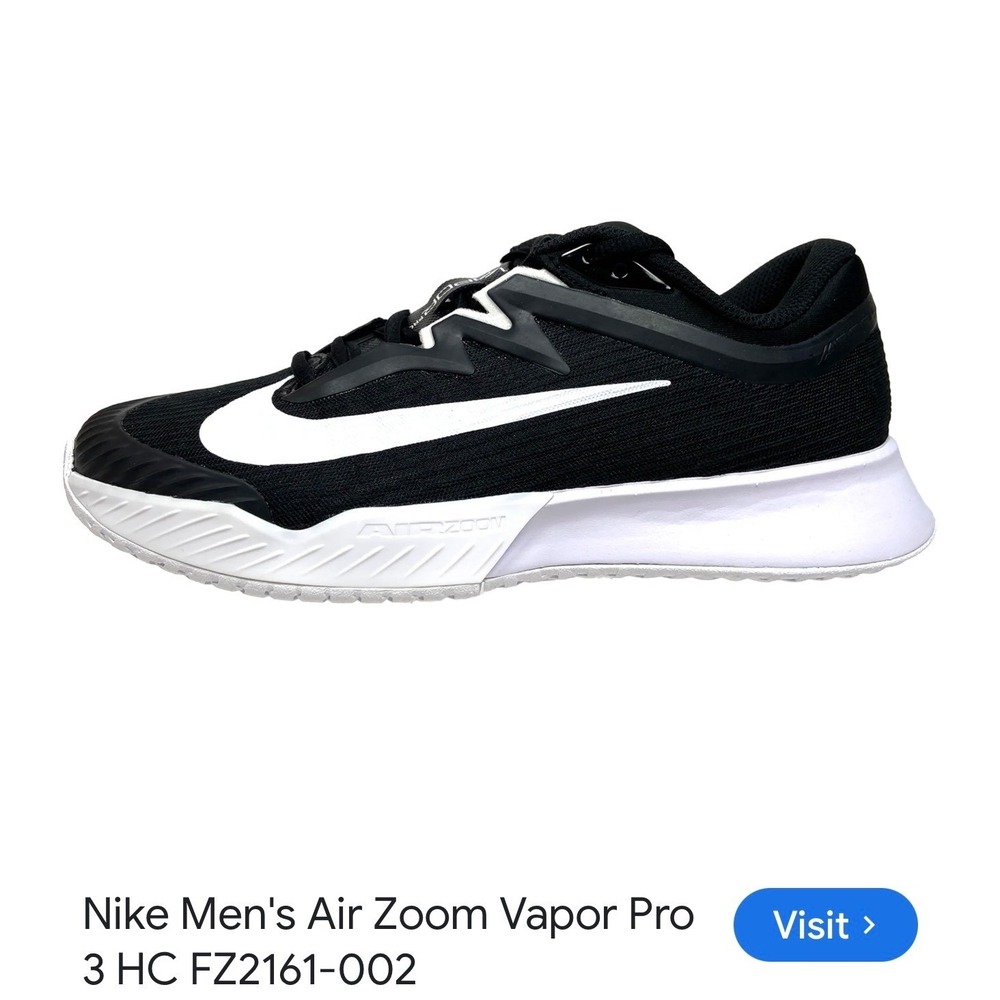 Nike Air Zoom Vapor Pro 3 HC Mens Tennis Shoes Black White FZ2161-002 Sz 13. EU - Picture 2 of 16